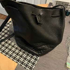 Baggu Pebbled Leather Bucket Bag